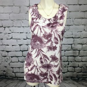 🌸EUC🌸Banana Republic Ruffle Floral Tank Top Sz M
